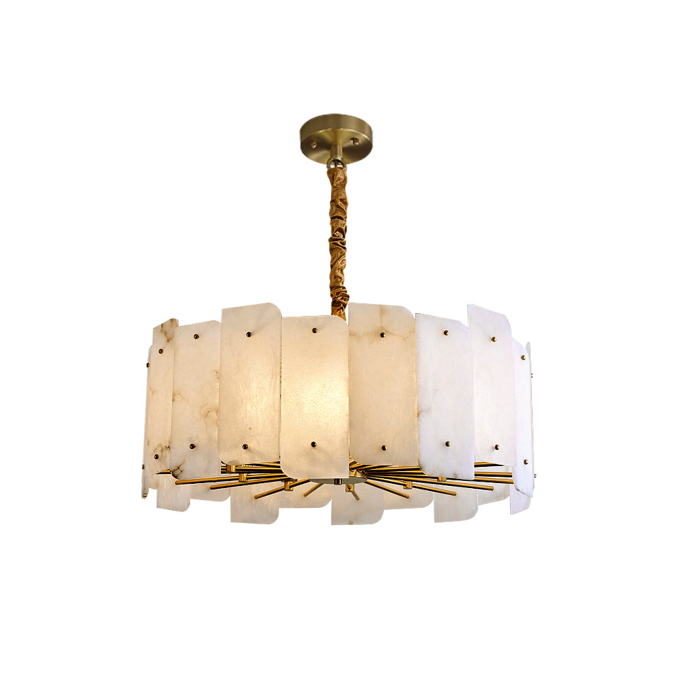 Zoe Postmodern Luxury Tiered Alabaster Chandelier - Lamp Copper