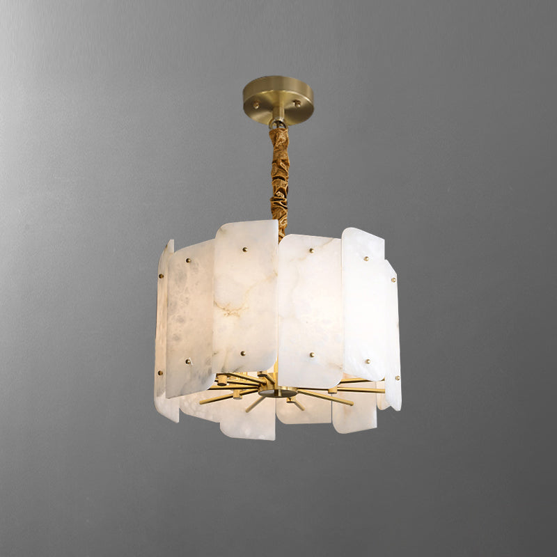 Zoe Postmodern Luxury Tiered Alabaster Chandelier - Lamp Copper