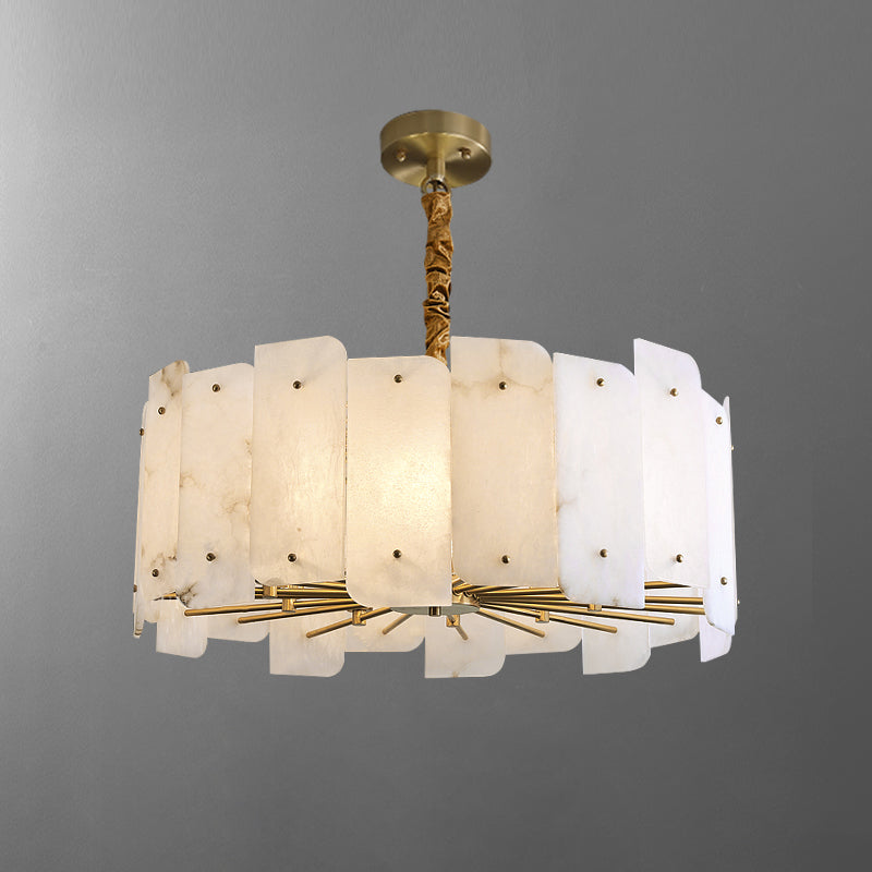 Zoe Postmodern Luxury Tiered Alabaster Chandelier - Lamp Copper
