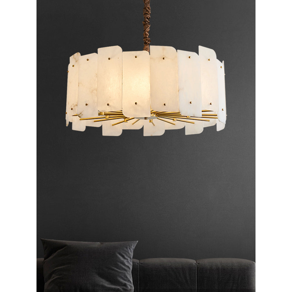 Zoe Postmodern Luxury Tiered Alabaster Chandelier - Lamp Copper