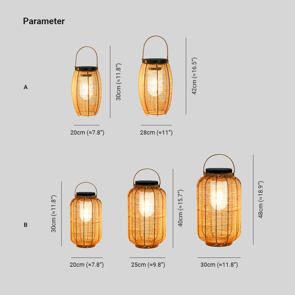 Ray Retro Lámpara Exterior Metal Ratán Patio Jardín