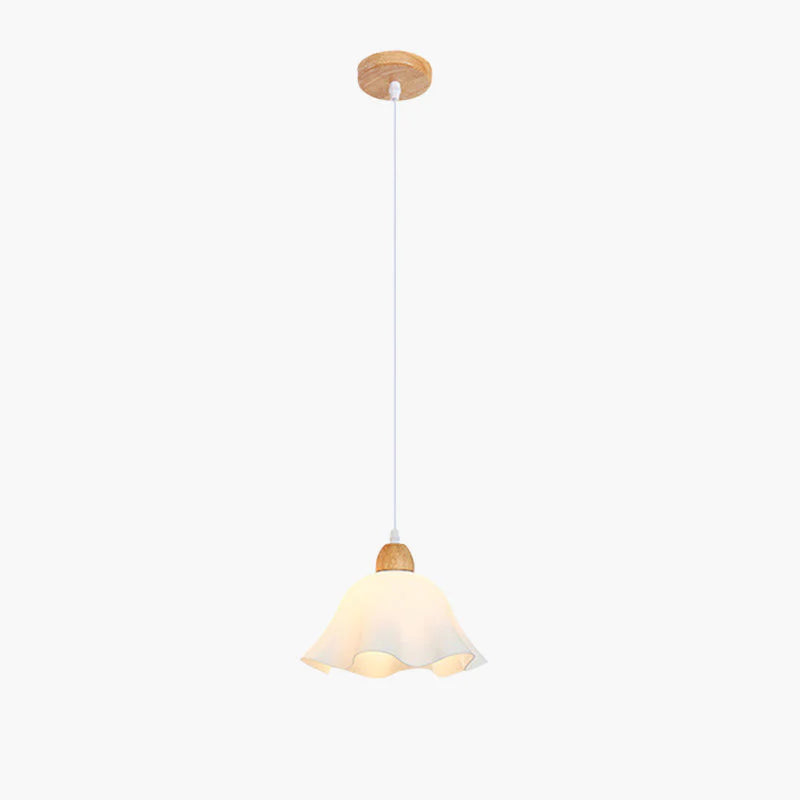 Muto Minimalista Flor Madera/Acrílico Lámpara Colgante Blanca