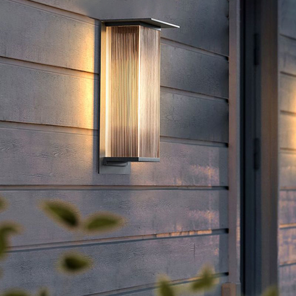 Ray Retro Cuboide Metal/Acrílico LED Aplique de Pared Exterior Negro