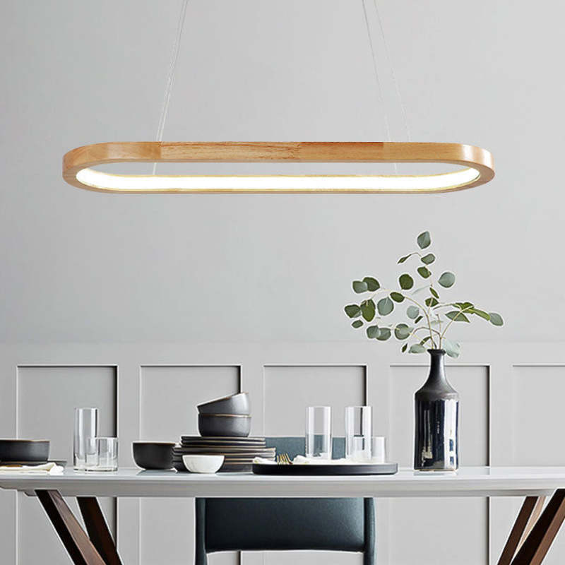 Muto Simple Nordica Ovalada Madera/Acrílico Lámpara Colgante Madera