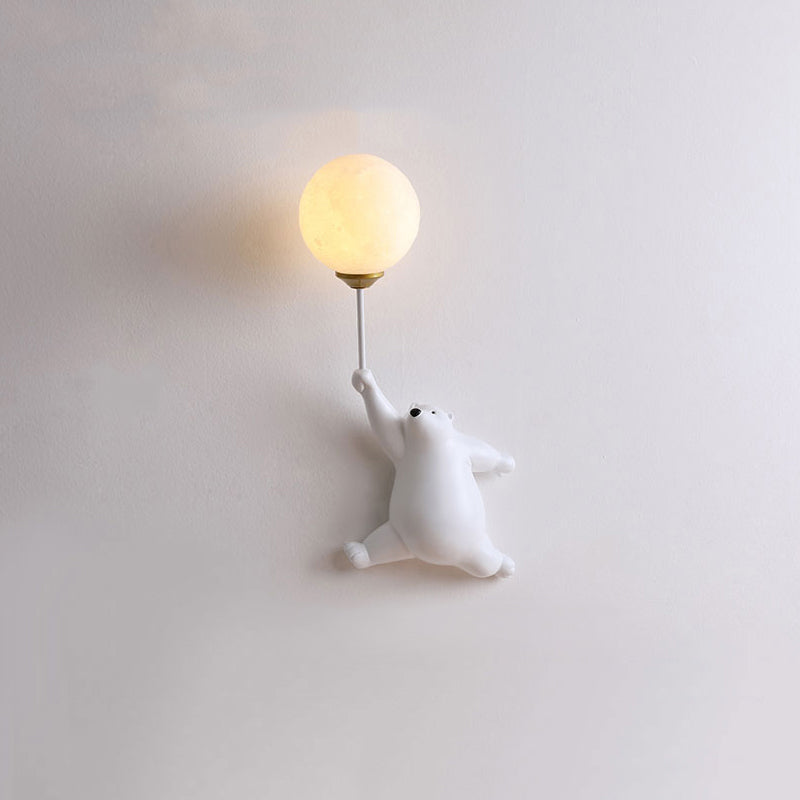 Aria Infantil Globo de Oso Acrílico/Resina Aplique de Pared Blanco/Azul/Rosa