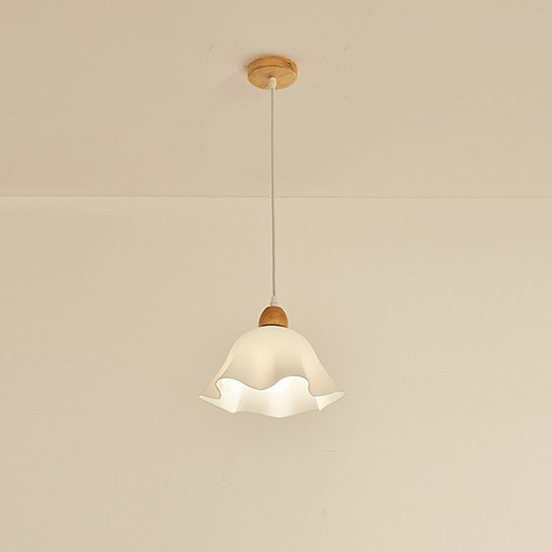 Muto Minimalista Flor Madera/Acrílico Lámpara Colgante Blanca