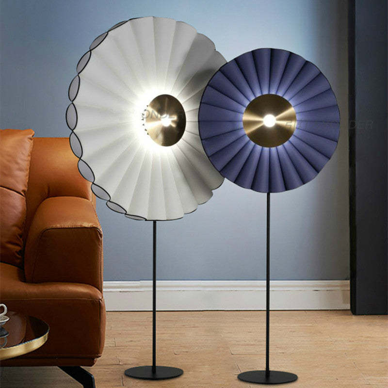 Chan Moderna Geométrica Metal LED Lámpara de Pie Blanco/Azul