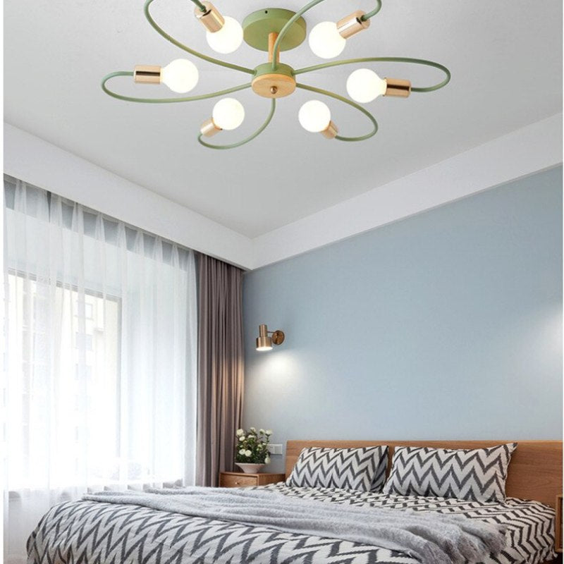 Arisha Moderna Metal/Vidrio Multiluces Lámpara de Techo Verde/Gris