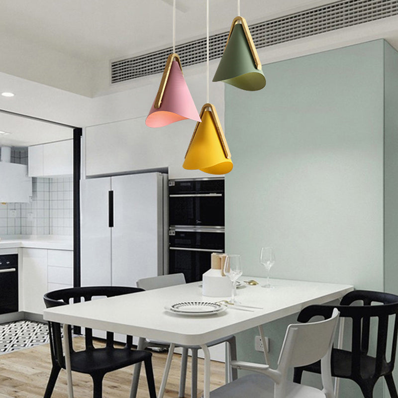 Valentina Moderna Cónico Metal/Madera Lámpara Colgante Rosa/Amarilla/Verde
