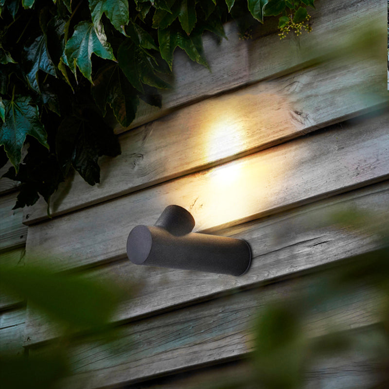 Ray Moderno Tubular Metal LED Aplique de Pared Exterior Negro/Blanco