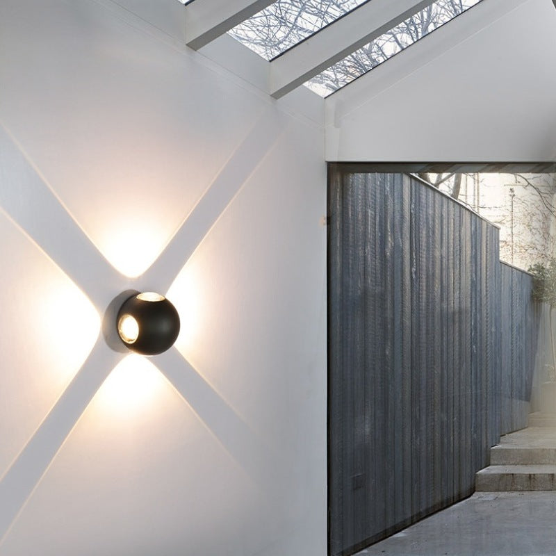 Orr Moderno Bola Metal LED Aplique de Exterior Negro
