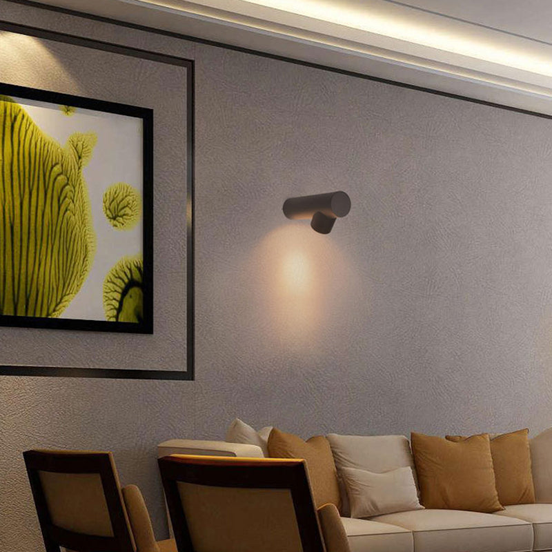 Ray Moderno Tubular Metal LED Aplique de Pared Exterior Negro/Blanco