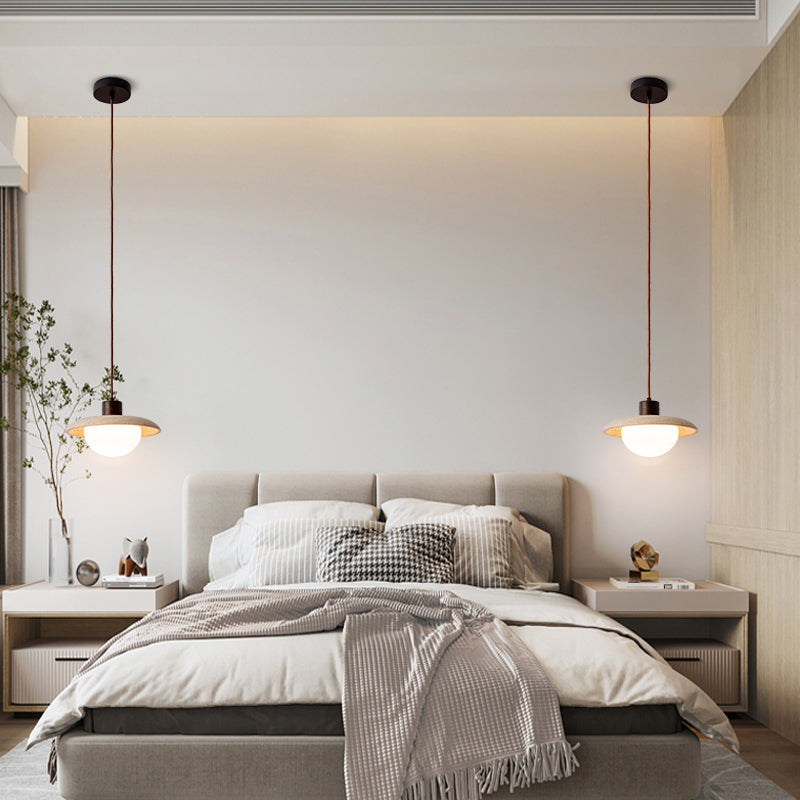 Valentina Wabi-sabi Retro Círculo Vidrio Piedra LED Lámpara Colgante Dormitorio