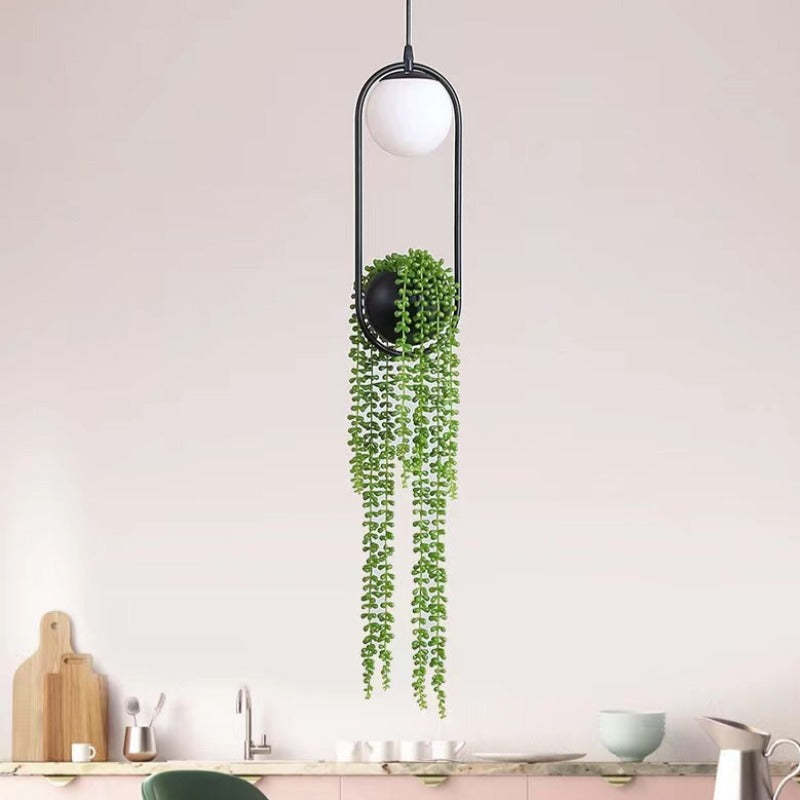 Arisha Natural Vegetación Metal/Vidrio Lámpara Colgante Negra