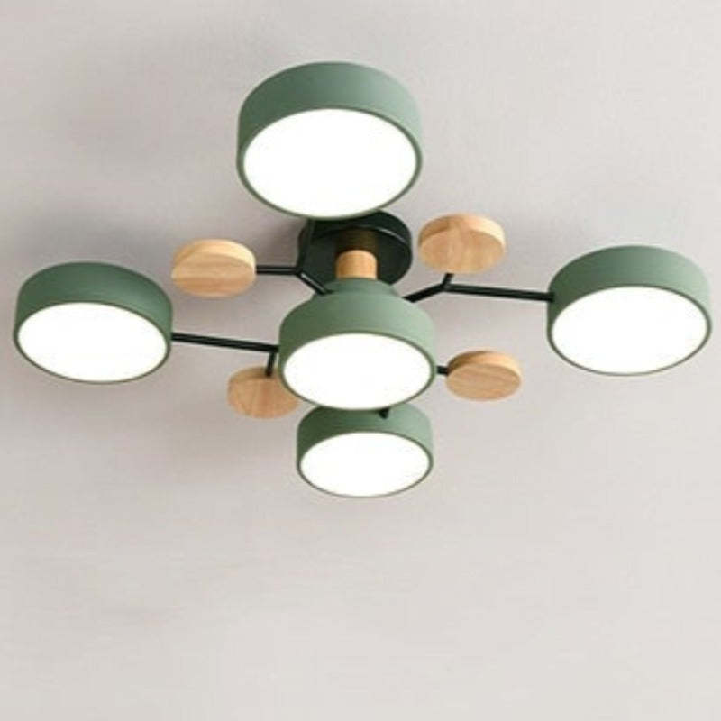 Muto Moderna Minimalista Redonda Metal/Acrílico Lámpara de Techo Blanco/Verde/Gris