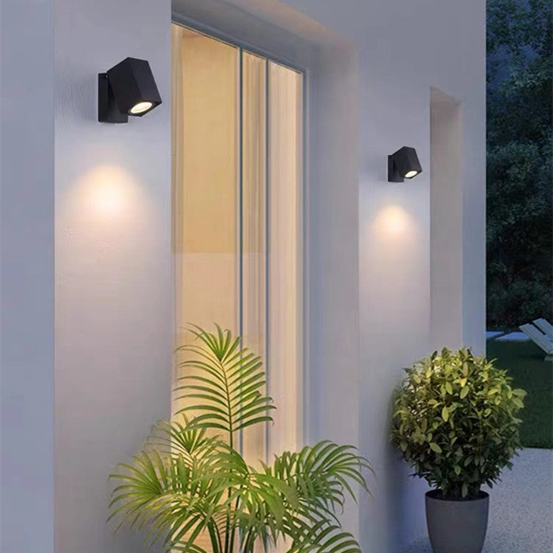 Orr Minimalista Foco Rectangular Metal  Aplique de Pared Exterior Negro