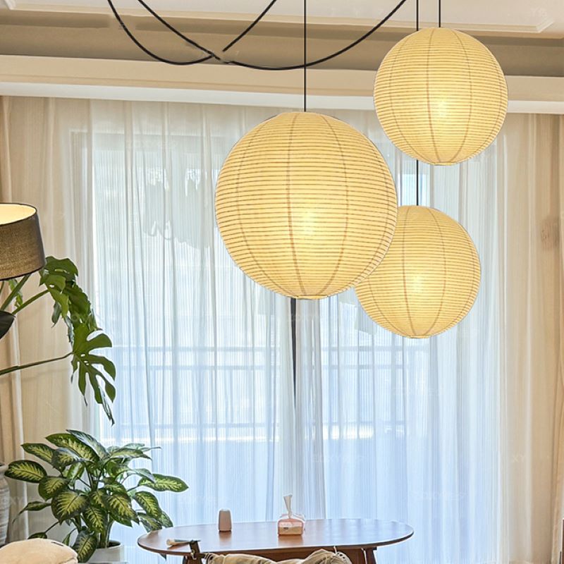 Ritta Wabi-sabi Globo Metal Papel LED Lámpara Colgante Salón Dormitorio