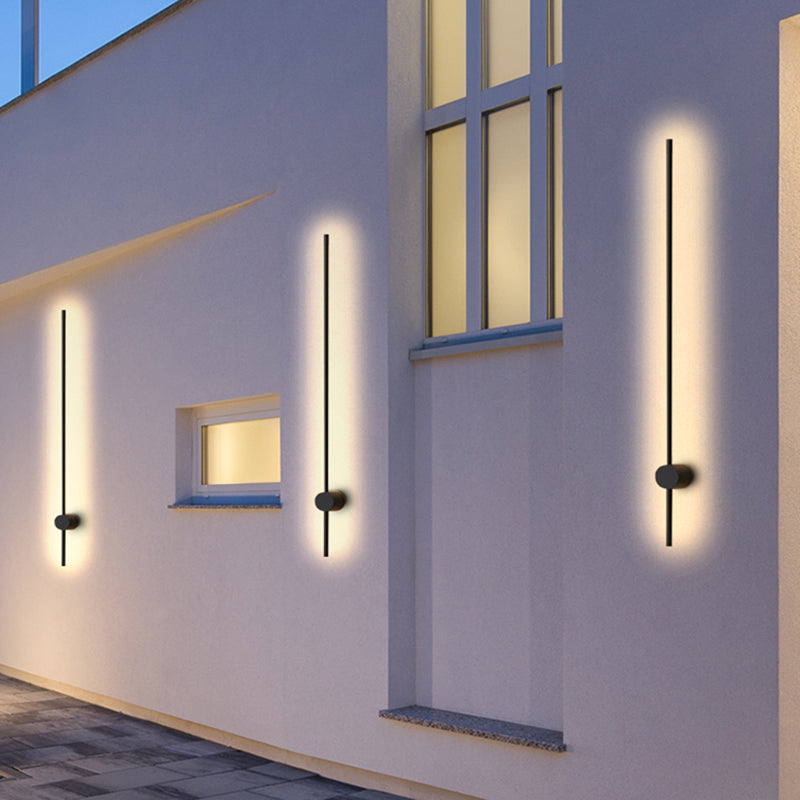 Edge Minimalista Lineal Metal Aplique de Pared Exterior Negro