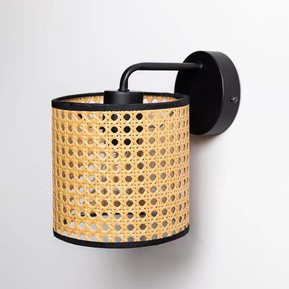 Ritta Rustico Cilíndrico Metal/Ratán Aplique de Pared Marrón