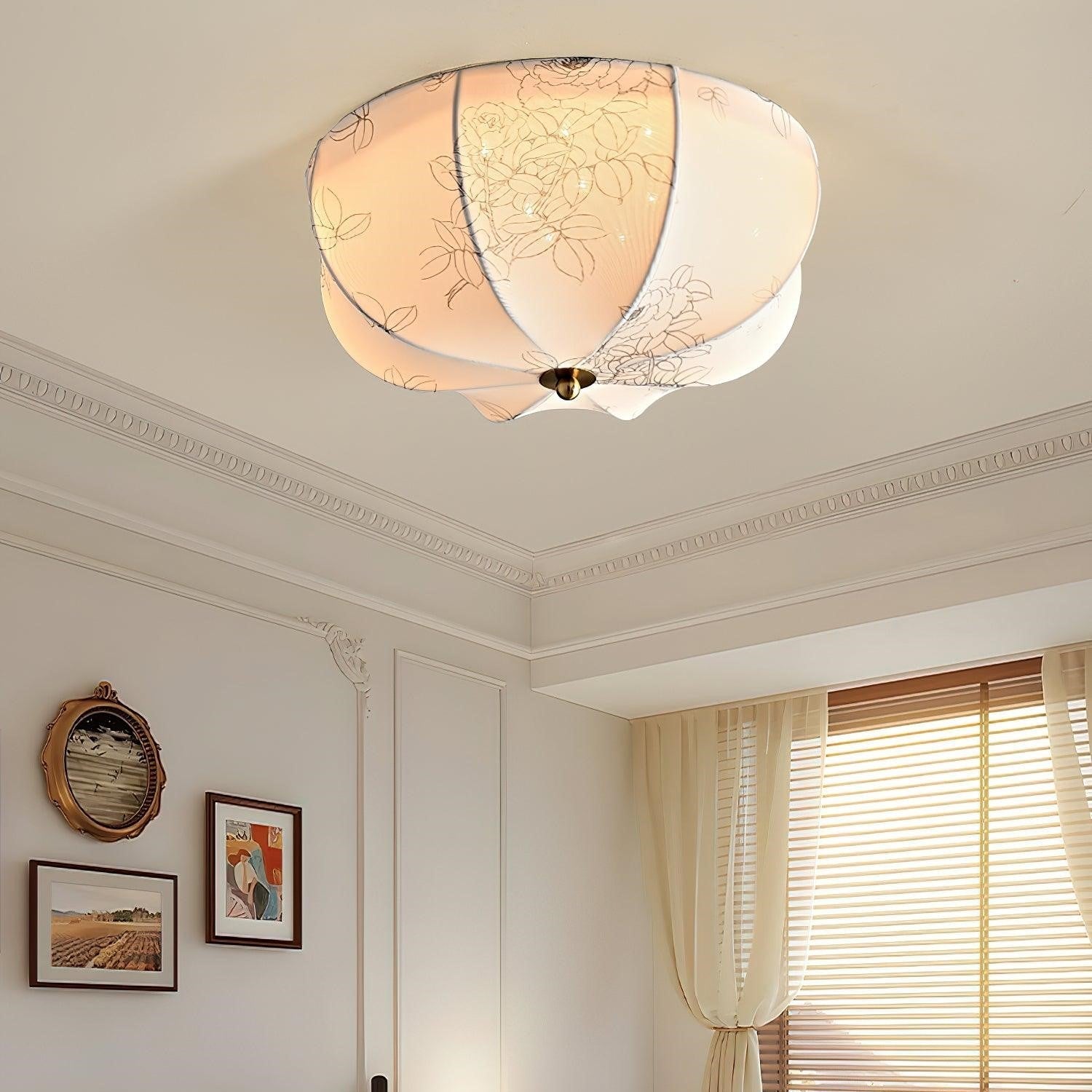 Ritta Retro Globo Metal Tela LED Plafón Lámpara de Techo Comedor Dormitorio