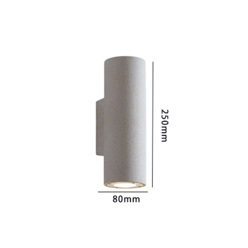 Ray Moderno Cilíndrico Cemento/Acrílico Aplique de Pared Exterior Negro/Blanco