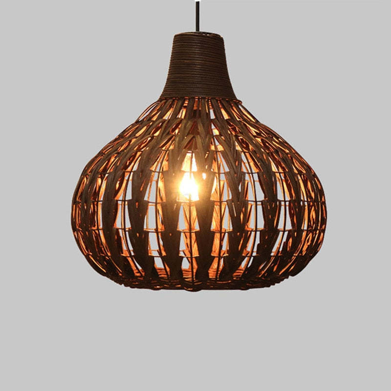 Arisha Vintage Natural Globo Metal/Rota Lámpara Colgante Marrón