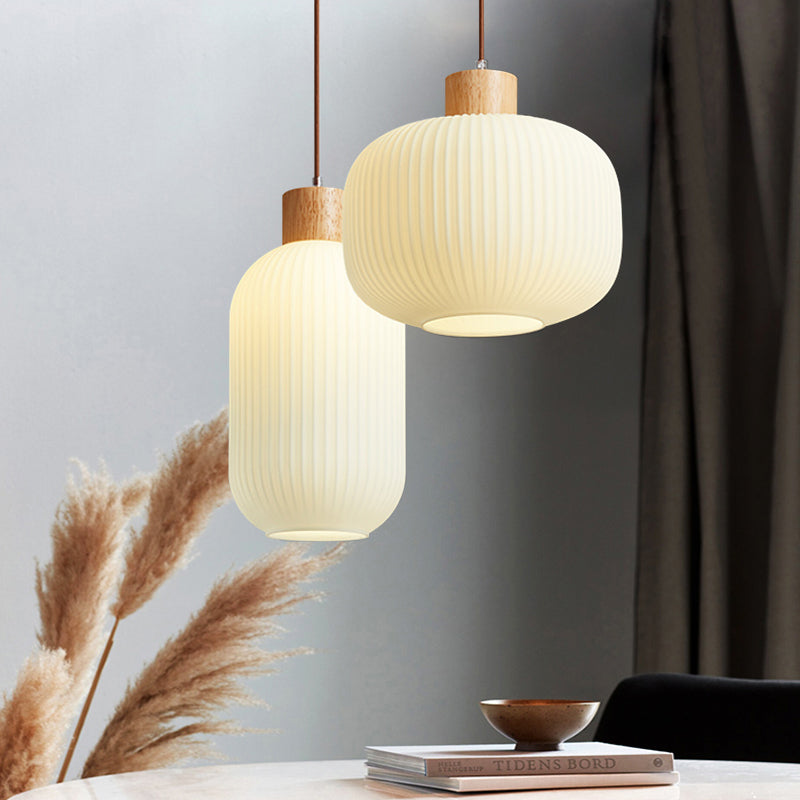 Muto Moderna Madera/Vidrio Lámpara Colgante Blanca
