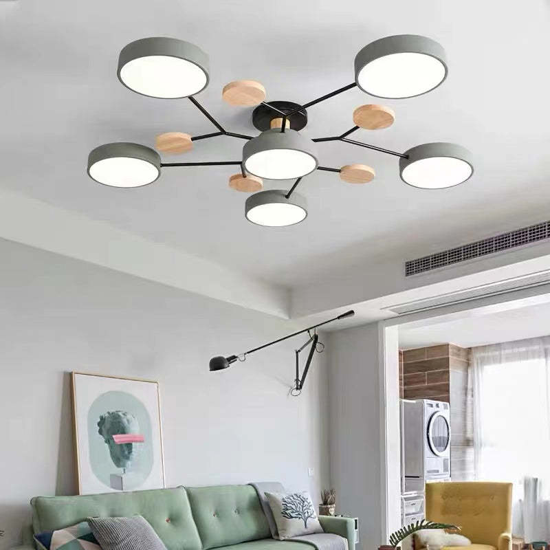 Muto Moderna Minimalista Redonda Metal/Acrílico Lámpara de Techo Blanco/Verde/Gris