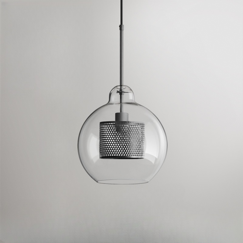 Arisha Industrial Bola/Cilíndrica Vidrio/Metal Lámpara Colgante Plata/Dorada