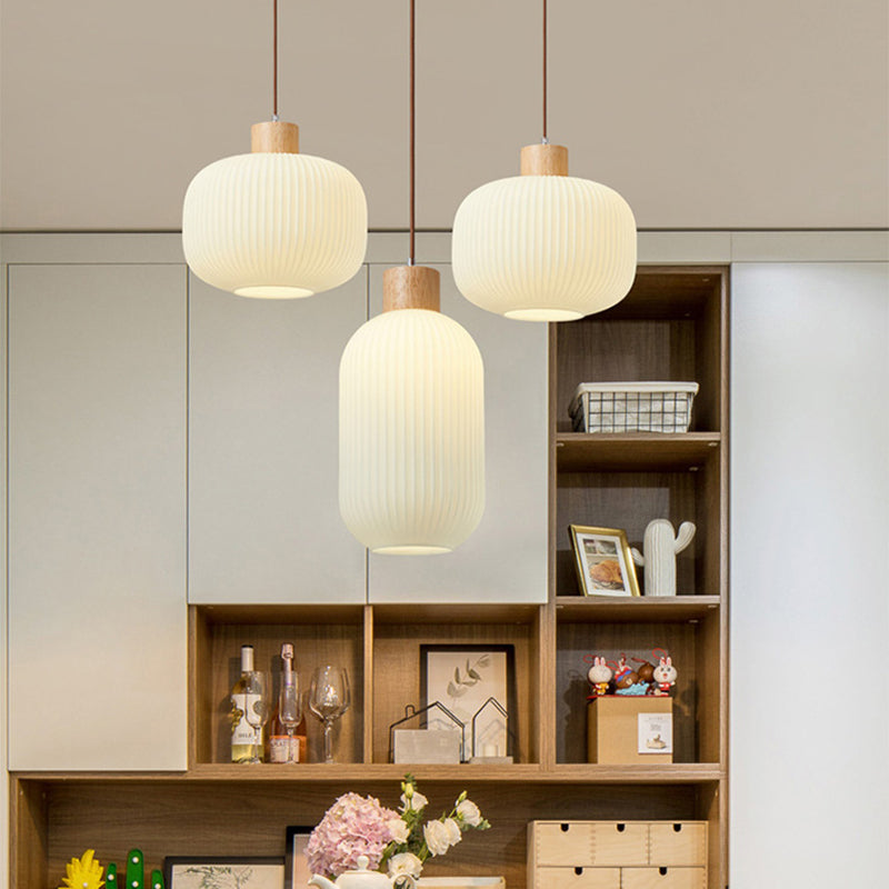 Muto Moderna Madera/Vidrio Lámpara Colgante Blanca
