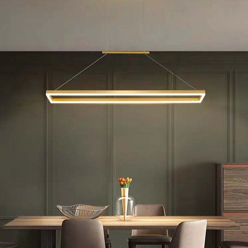 Edge Clásica Rectangular Metal Lámpara Colgante Café/Dorada