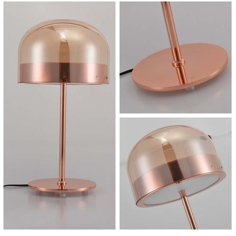 Valentina Moderna Nórdica Vidrio/Metal Lámpara de Mesa Negra/Rosa Oro