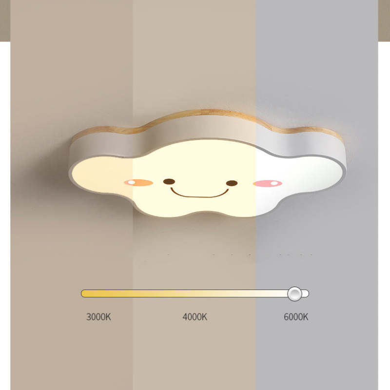 Arisha Decorativa Art Cloud Madera/Acrílico LED Lámpara de Techo Rosa/Verde/Blanca