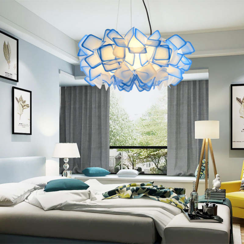 Arisha Moderna Decorativa Flor Metal/Acrílico Lámpara Colgante Negra/Azul/Colores