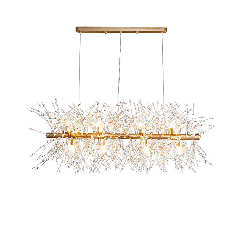 Modern Vintage Rectangular Acrílico/Metal Lámpara Colgante Dorada