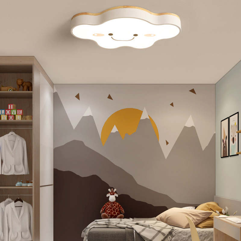Arisha Decorativa Art Cloud Madera/Acrílico LED Lámpara de Techo Rosa/Verde/Blanca