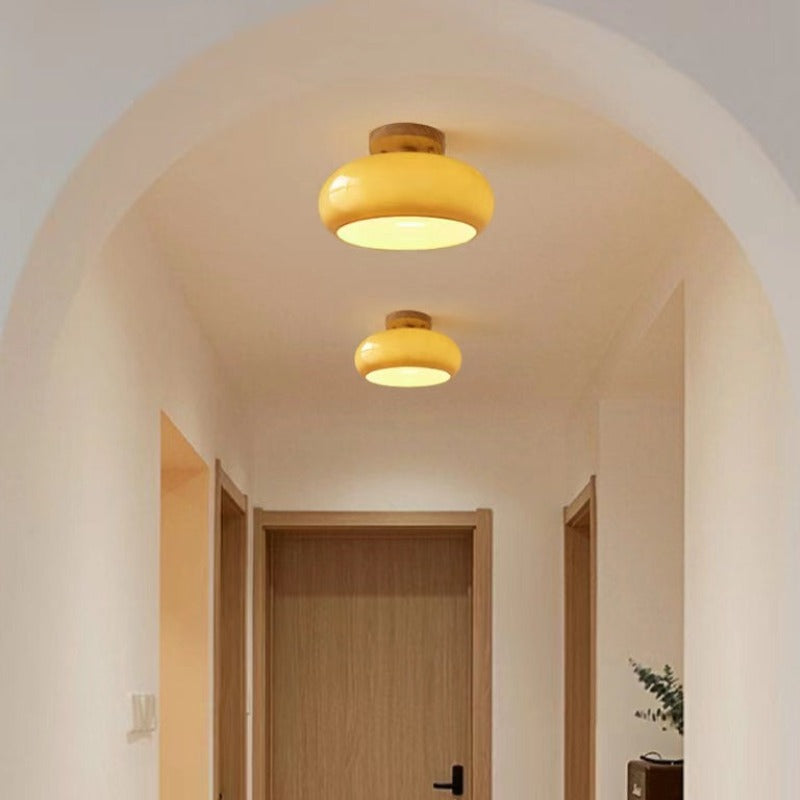 Valentina Moderna LED Lámpara de Techo Madera Vidrio