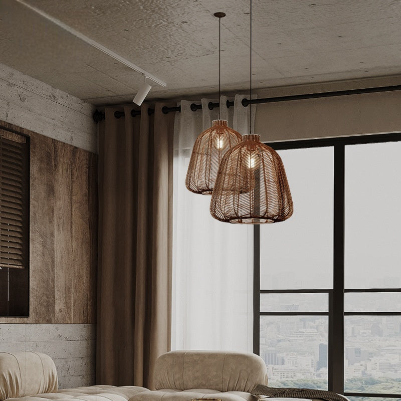 Muto Minimalista LED Lámpara Colgante Ratán Salón Dormitorio Barra