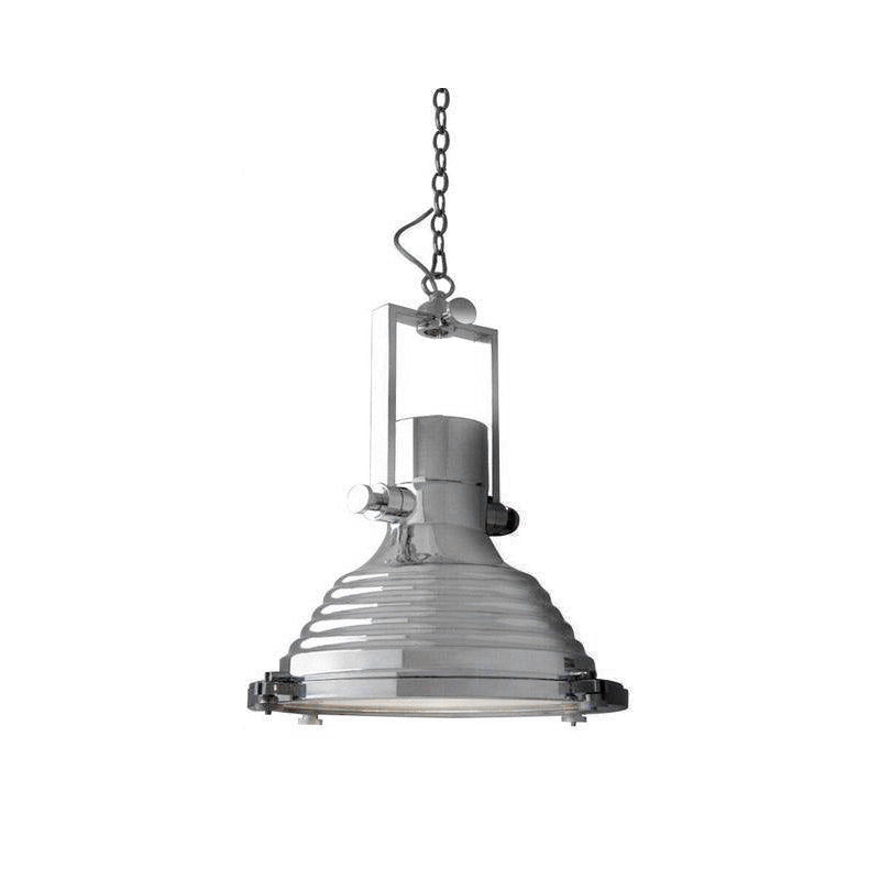 Solara Pendant Lamp Brass Ribbed Dome Industrial - Letslighting