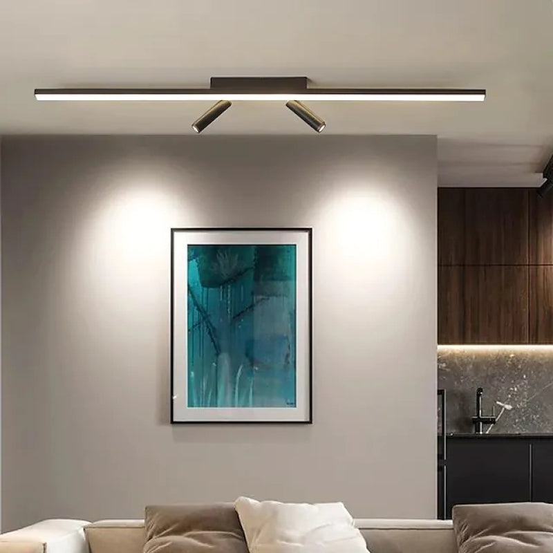 Haney Moderna Lineal Doble Foco Metal Lámpara de Techo Negra