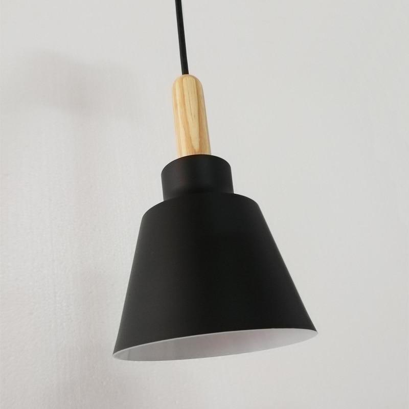 Arisha Minimalista Cónica Metal/Madera Lámpara Colgante Negra/Blanca
