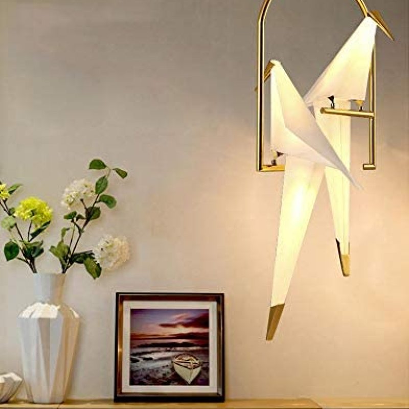 Arisha Decorativa Pájaro Metal/Vidrio Lámpara Colgante Dorada