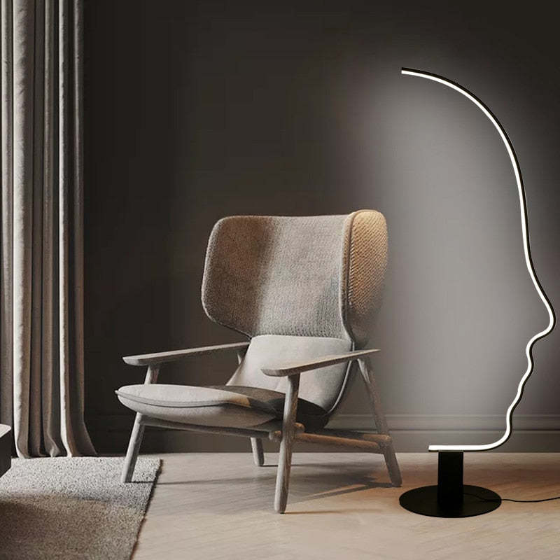 Edge Moderna Diseño Metal/Silicio LED Lámpara de Pie Negra