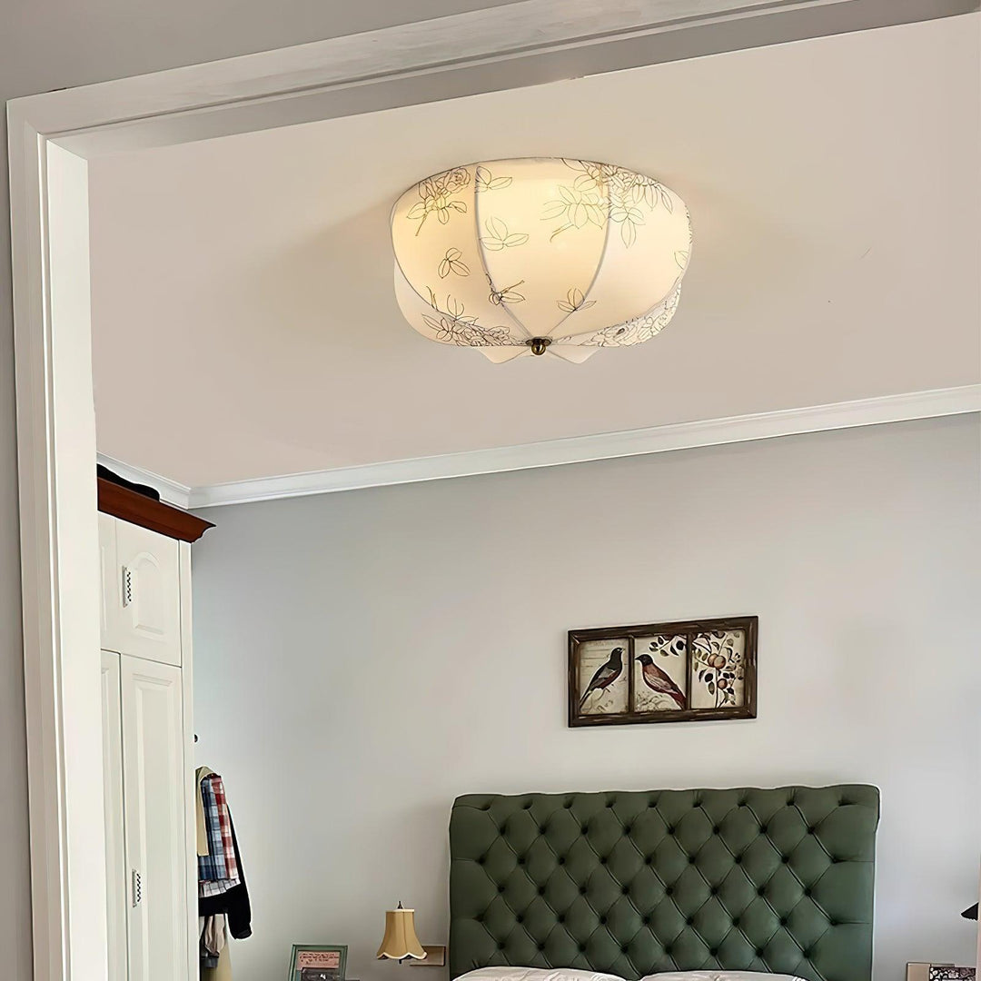 Ritta Retro Globo Metal Tela LED Plafón Lámpara de Techo Comedor Dormitorio