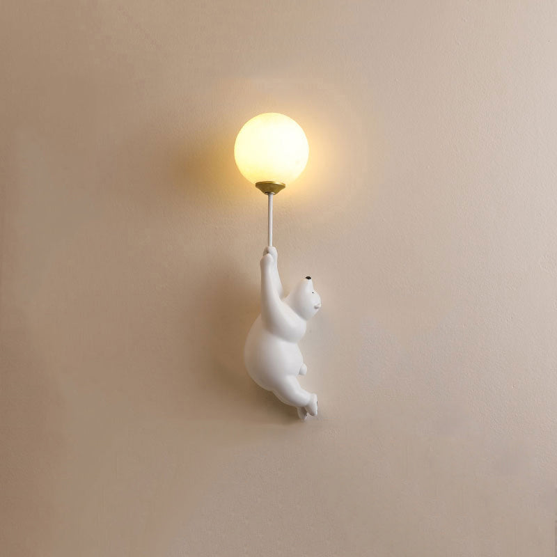 Aria Infantil Globo de Oso Acrílico/Resina Aplique de Pared Blanco/Azul/Rosa