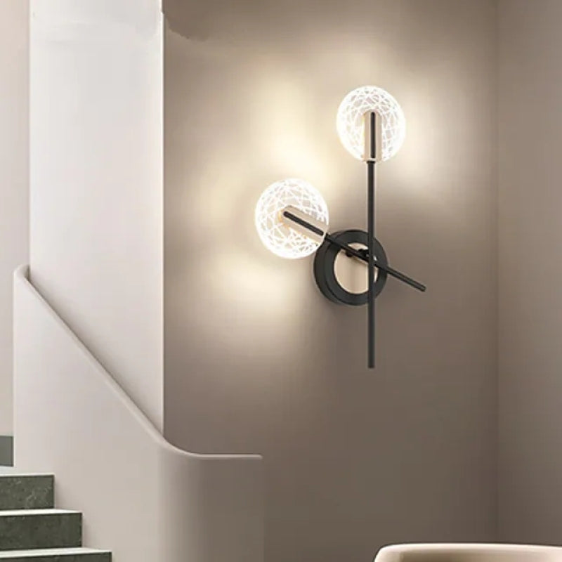 Arisha Moderno Diseño Multiple Redondo Acrílico Aplique de Pared Negro/Blanco
