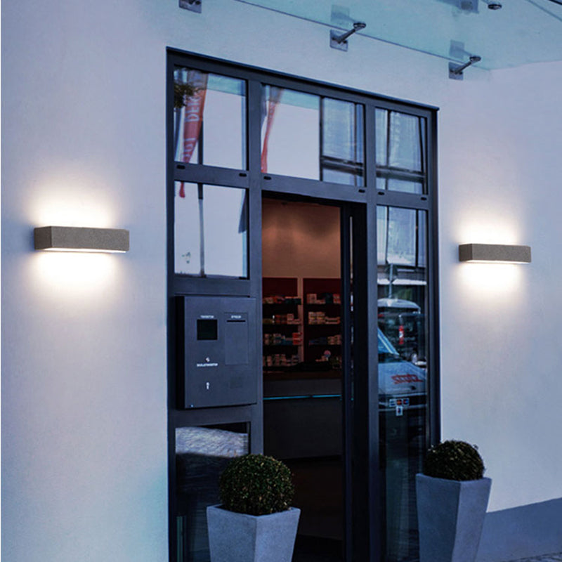Edge Moderno Rectangular Metal/Acrílico LED Aplique de Pared Exterior Negro/Blanco