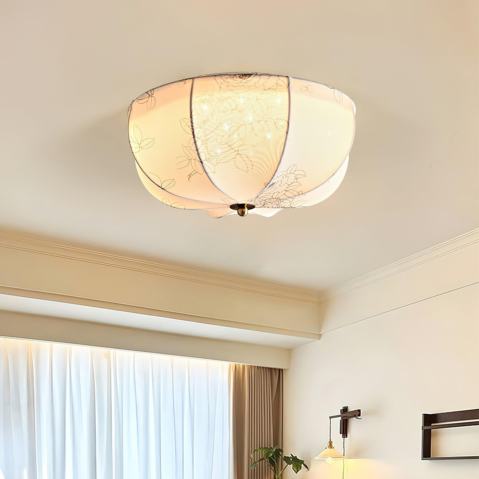 Ritta Retro Globo Metal Tela LED Plafón Lámpara de Techo Comedor Dormitorio