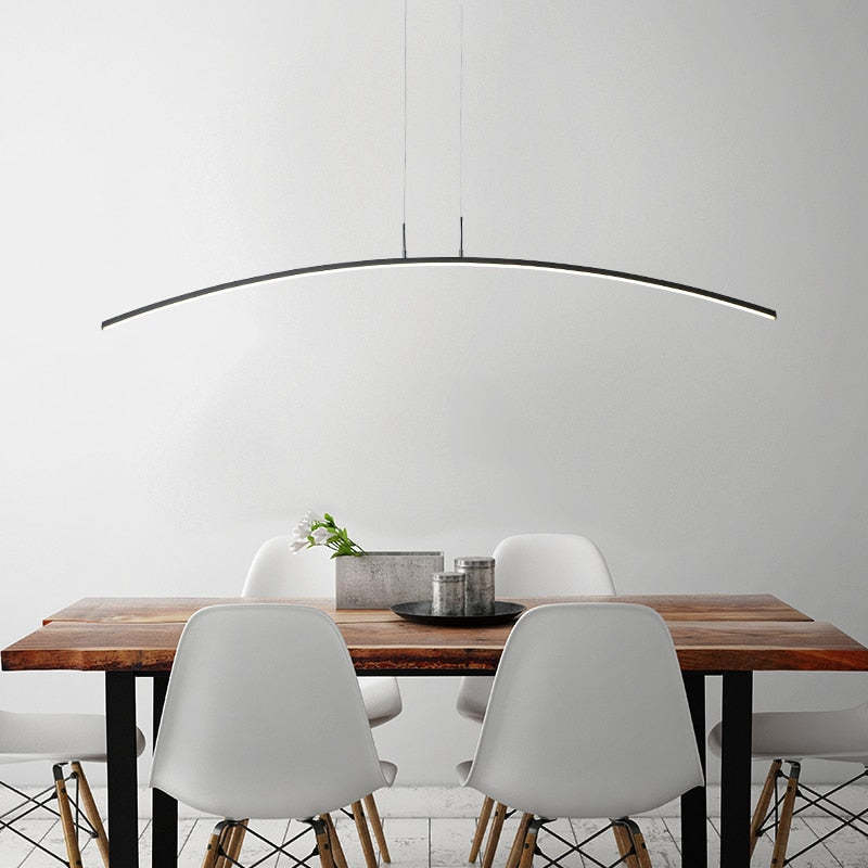 Edge Minimalista Curva Lineal Metal Lámpara Colgante Negra/Blanca