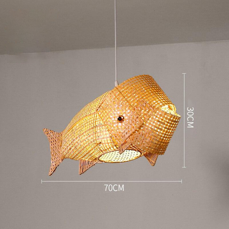 Muto Decorativa Pez Bambú LED Lámpara Colgante Madera
